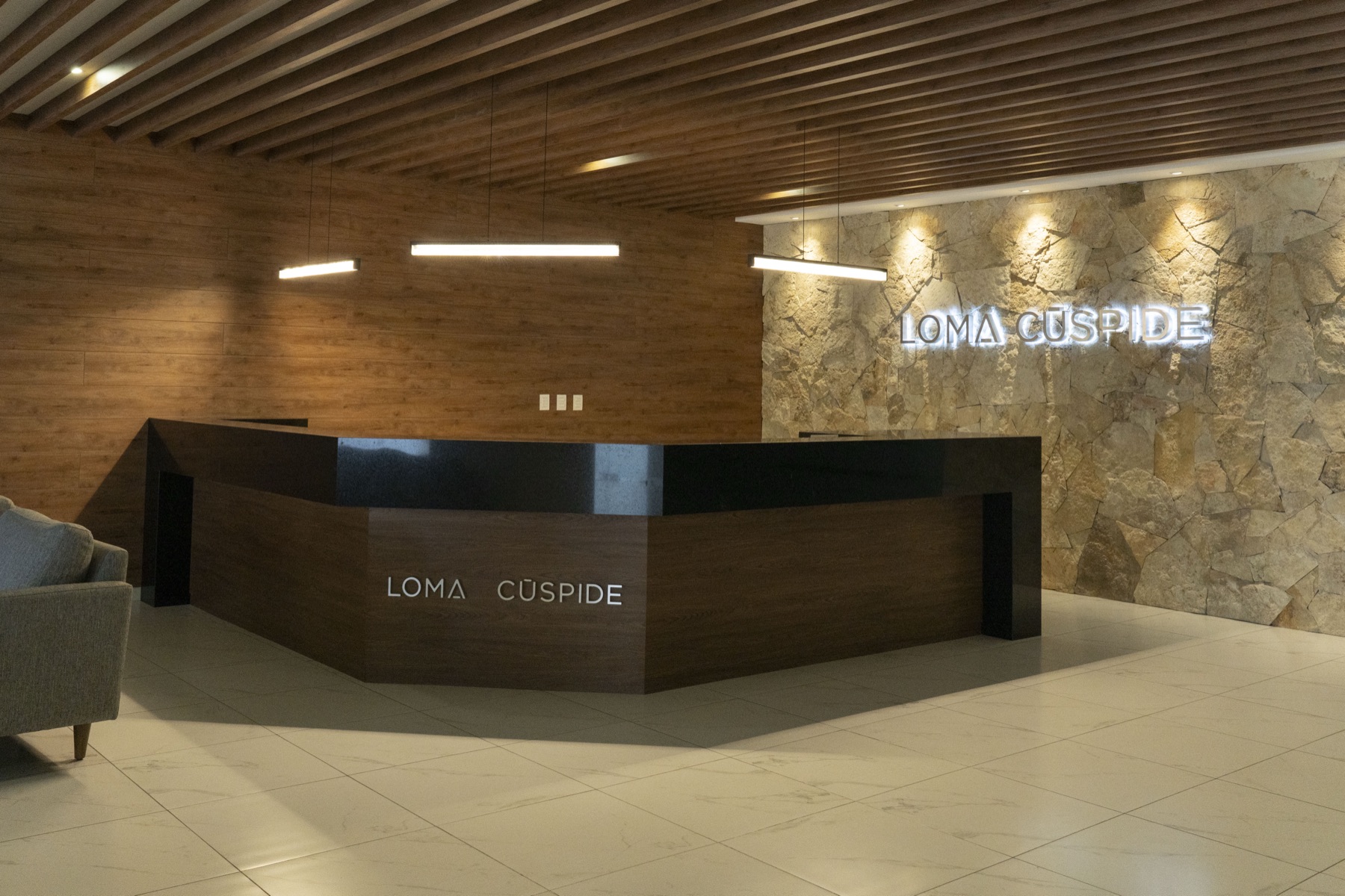 Recepción del lobby de Loma Cúspide